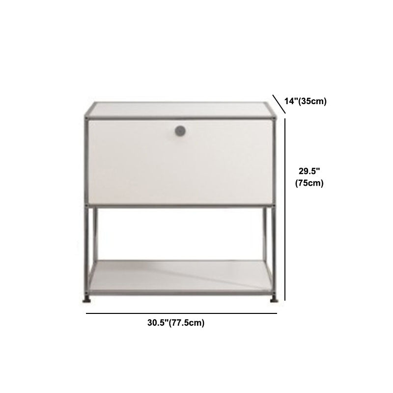 White Metal Sideboard with Drawers Contemporary Indoor Dining Buffet