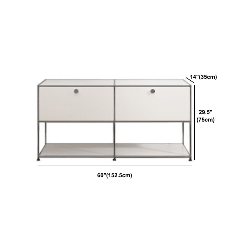 White Metal Sideboard with Drawers Contemporary Indoor Dining Buffet