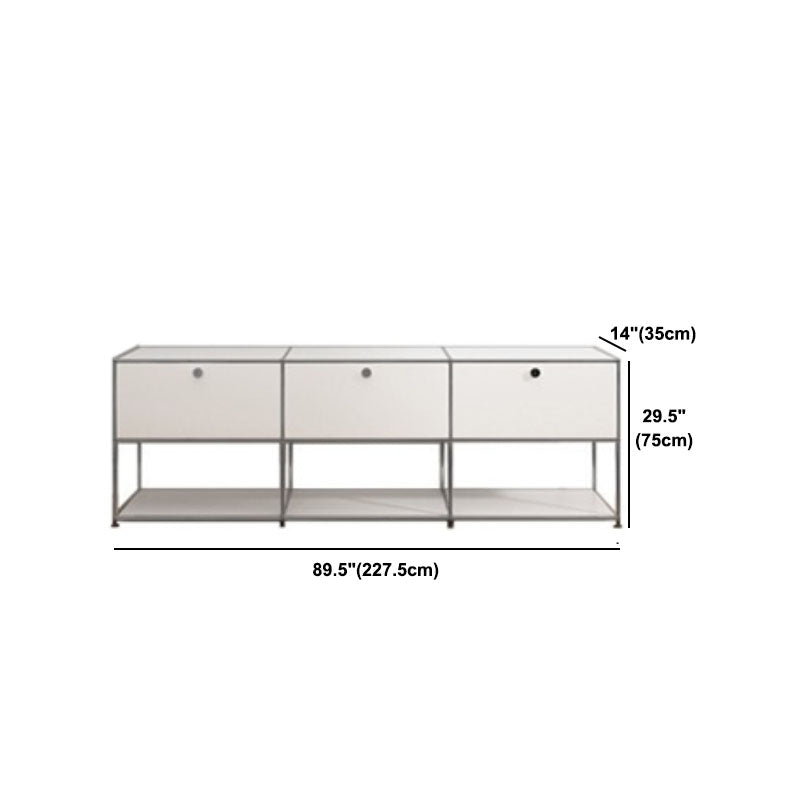 White Metal Sideboard with Drawers Contemporary Indoor Dining Buffet