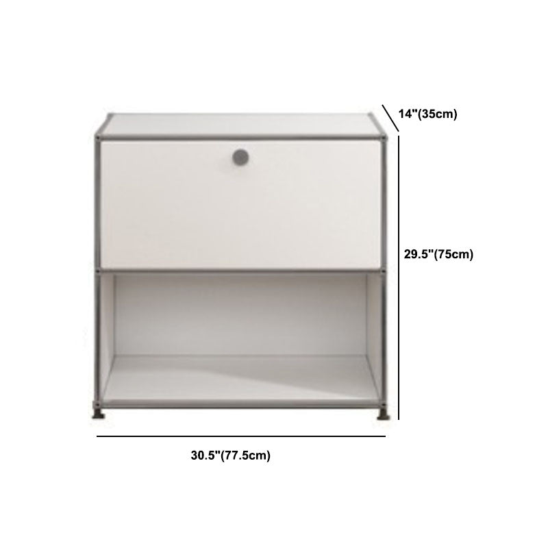 White Metal Sideboard with Drawers Contemporary Indoor Dining Buffet