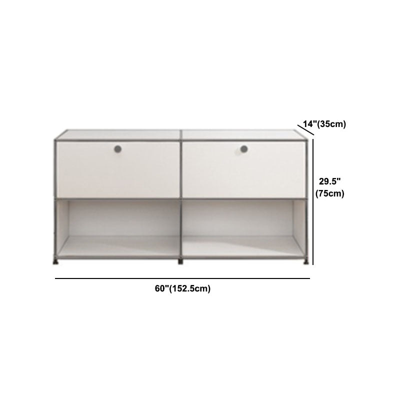 White Metal Sideboard with Drawers Contemporary Indoor Dining Buffet