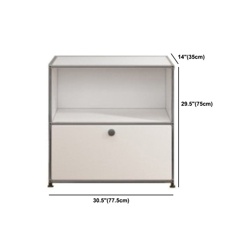 White Metal Sideboard with Drawers Contemporary Indoor Dining Buffet