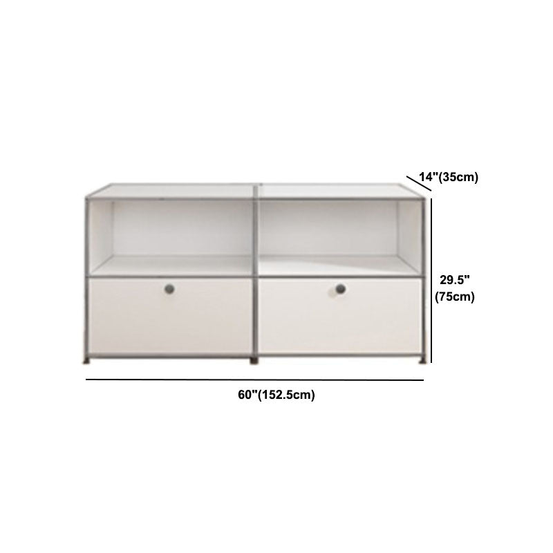 White Metal Sideboard with Drawers Contemporary Indoor Dining Buffet