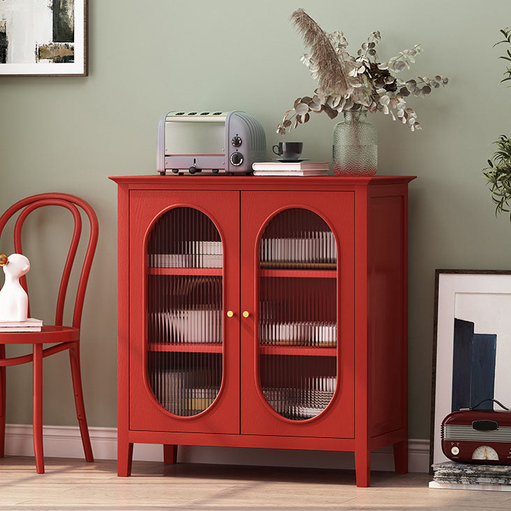 Matte Finish Pine Wood Server with Cabinets 33.5"L Modern Indoor Sideboard