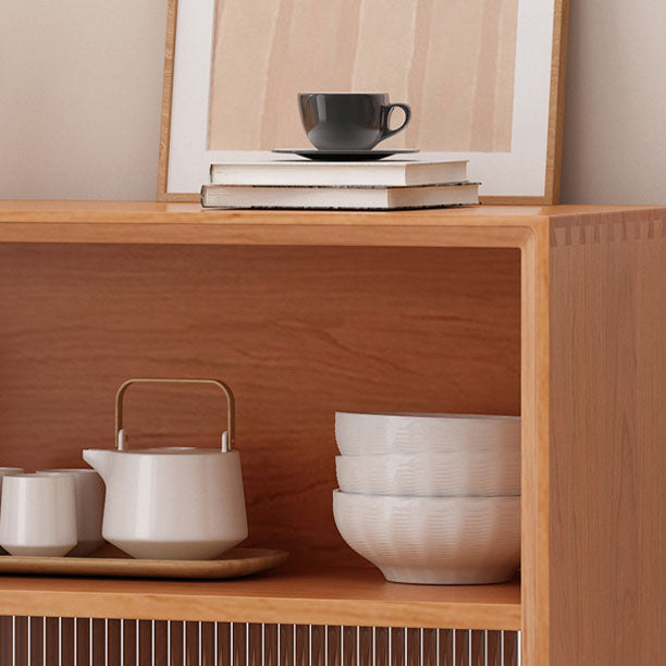 Light Brown Solid Wood Server Modern Home Sideboard with Cabinets