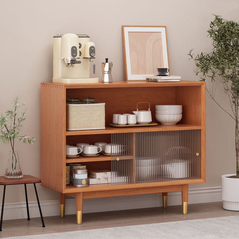 Light Brown Solid Wood Server Modern Home Sideboard with Cabinets