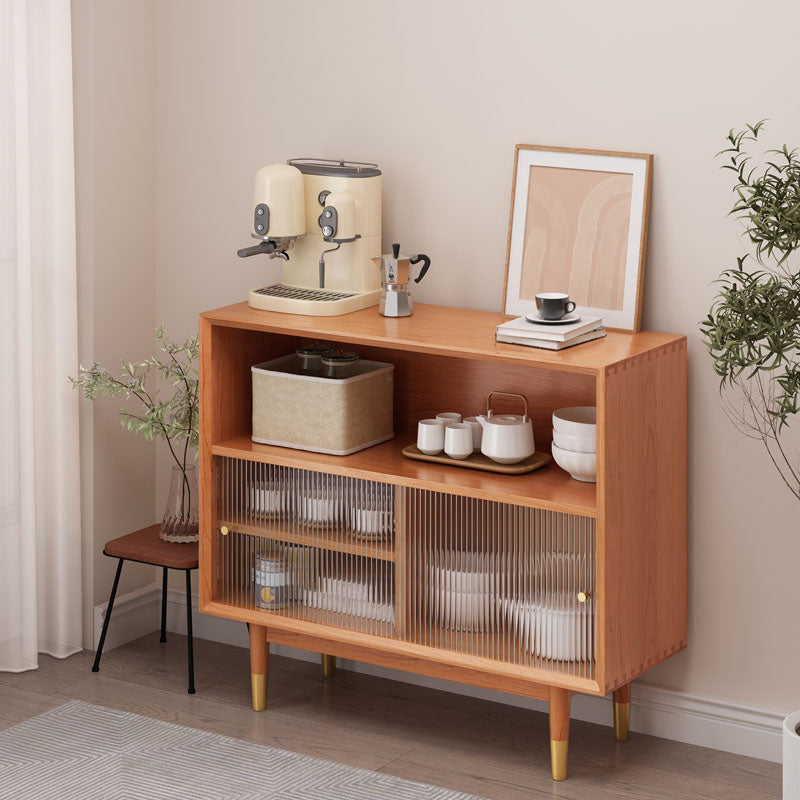 Light Brown Solid Wood Server Modern Home Sideboard with Cabinets