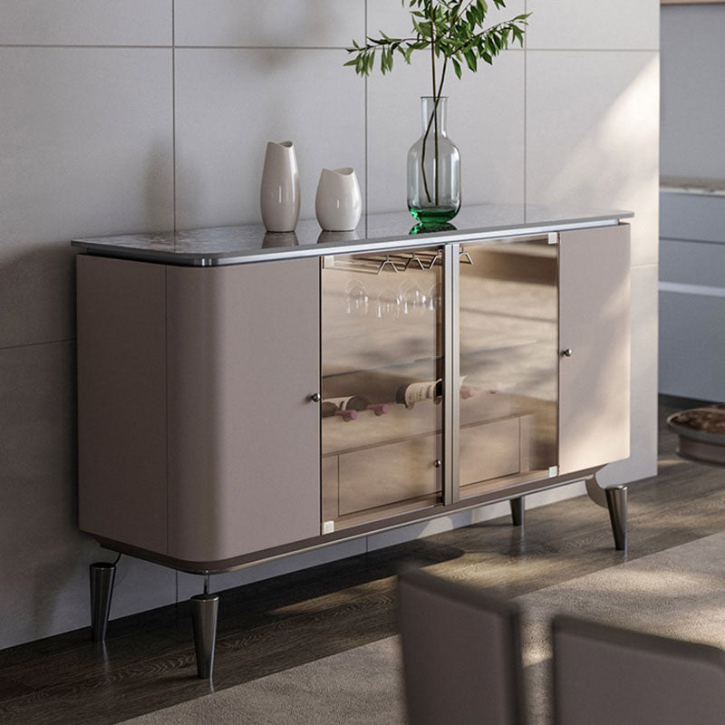 Stone and Wood Buffet Sideboard with Drawer Glam Buffet Stand