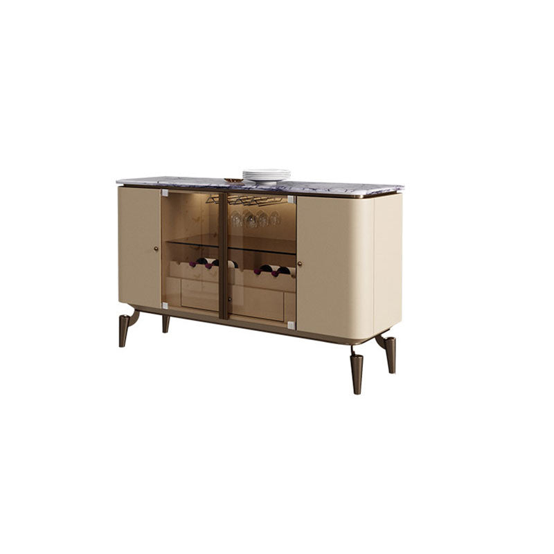 Stone and Wood Buffet Sideboard with Drawer Glam Buffet Stand