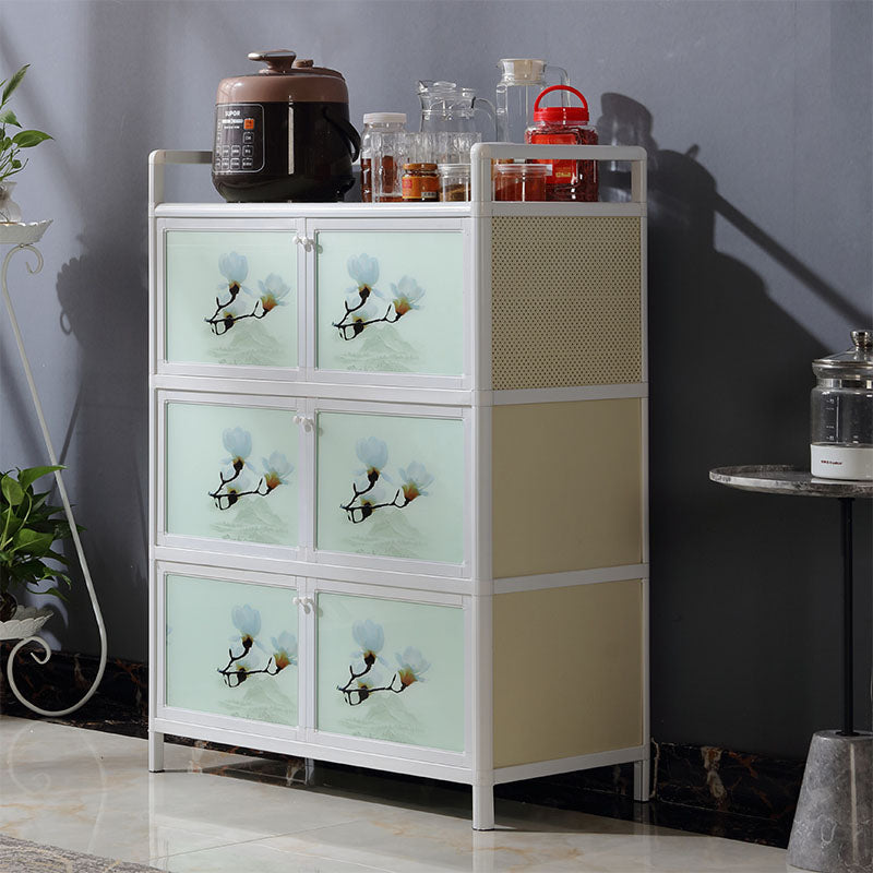 Metal Sideboard with Glass Doors Modern Dining Server for Home