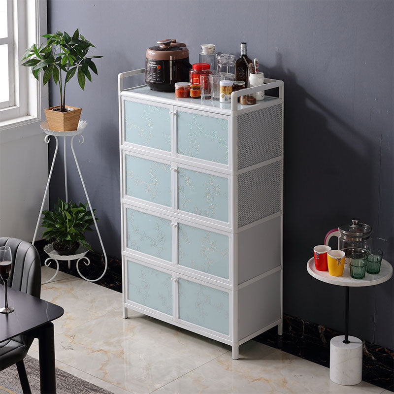 Metal Sideboard with Glass Doors Modern Dining Server for Home