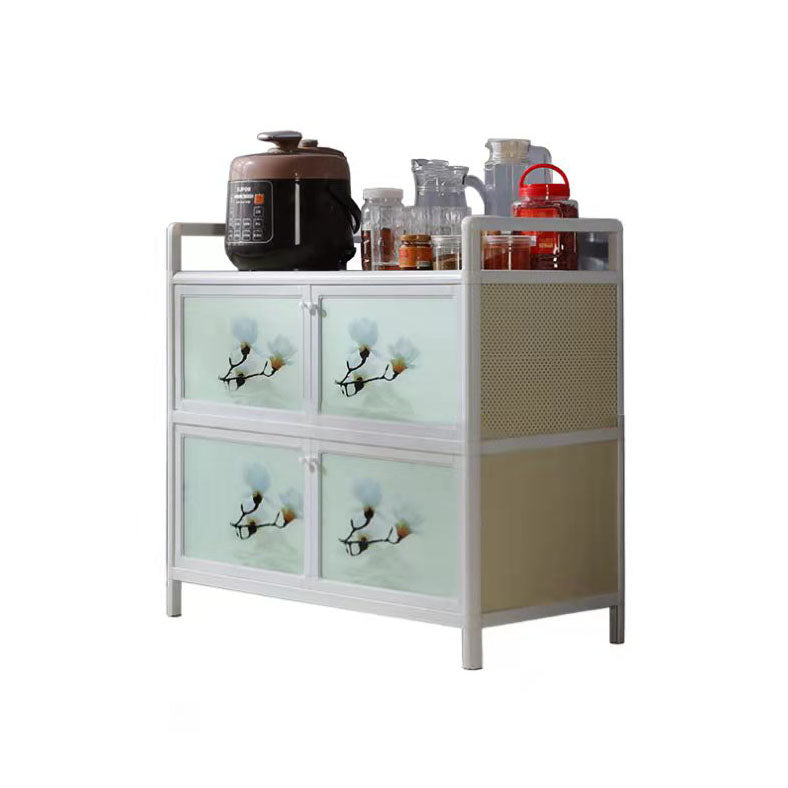 Metal Sideboard with Glass Doors Modern Dining Server for Home