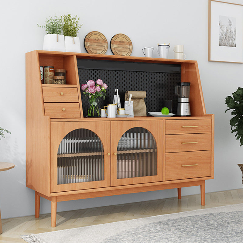 Modern Pine Solid Wood Sideboard Adjustable Shelving Sideboard with 5 Drawers