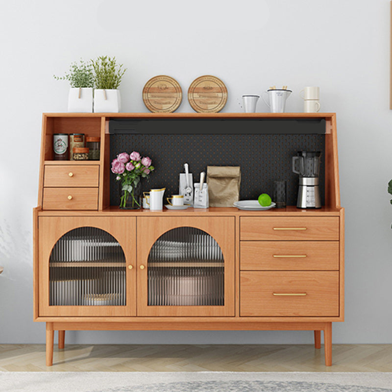 Modern Pine Solid Wood Sideboard Adjustable Shelving Sideboard with 5 Drawers