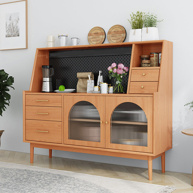 Modern Pine Solid Wood Sideboard Adjustable Shelving Sideboard with 5 Drawers