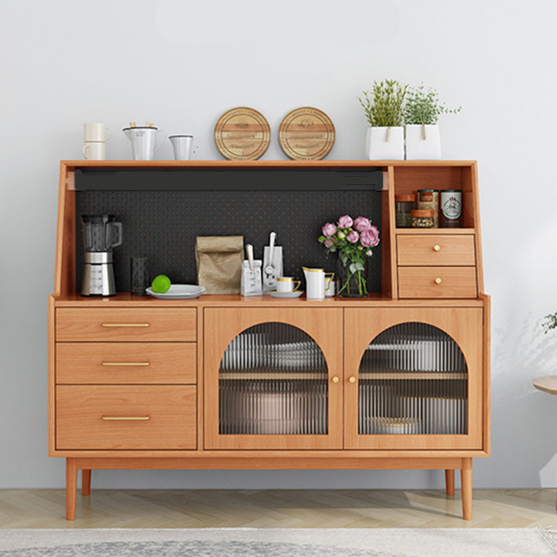 Modern Pine Solid Wood Sideboard Adjustable Shelving Sideboard with 5 Drawers