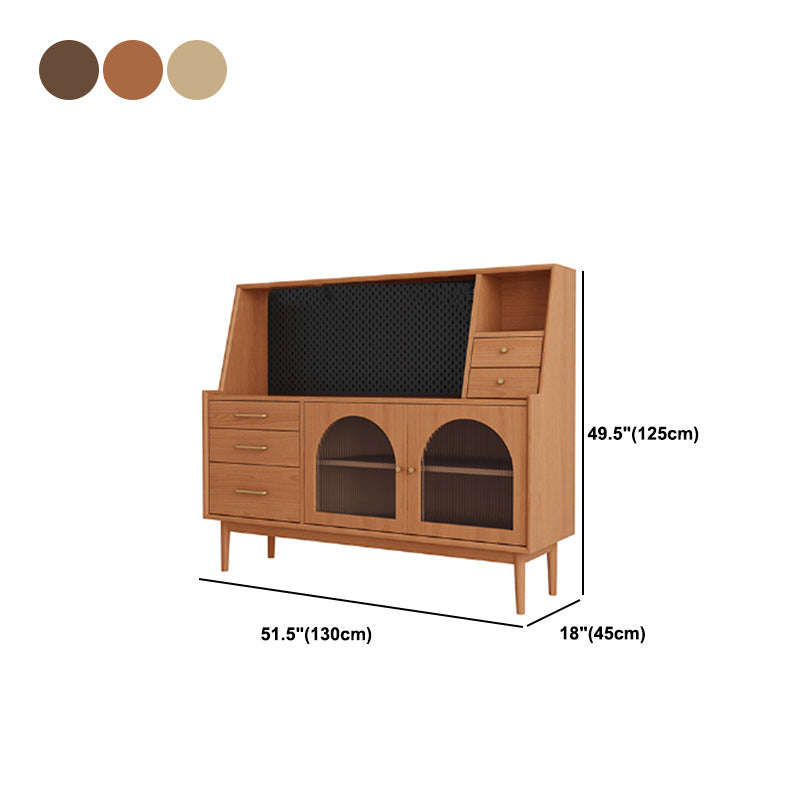 Modern Pine Solid Wood Sideboard Adjustable Shelving Sideboard with 5 Drawers