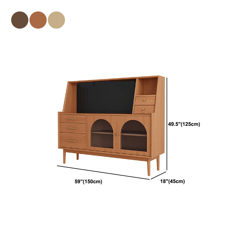 Modern Pine Solid Wood Sideboard Adjustable Shelving Sideboard with 5 Drawers