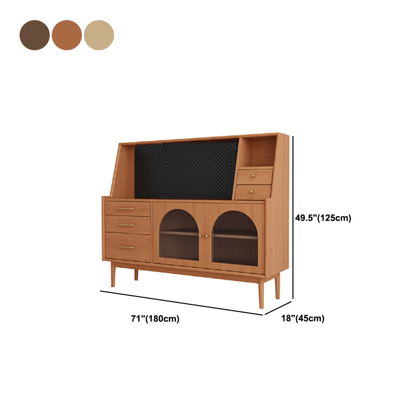 Modern Pine Solid Wood Sideboard Adjustable Shelving Sideboard with 5 Drawers