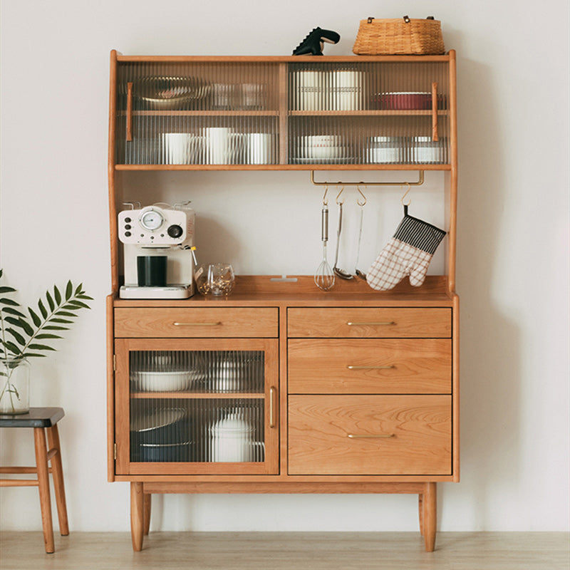 Open Storage Side Board Contemporary Dining Buffet with 4 Drawers