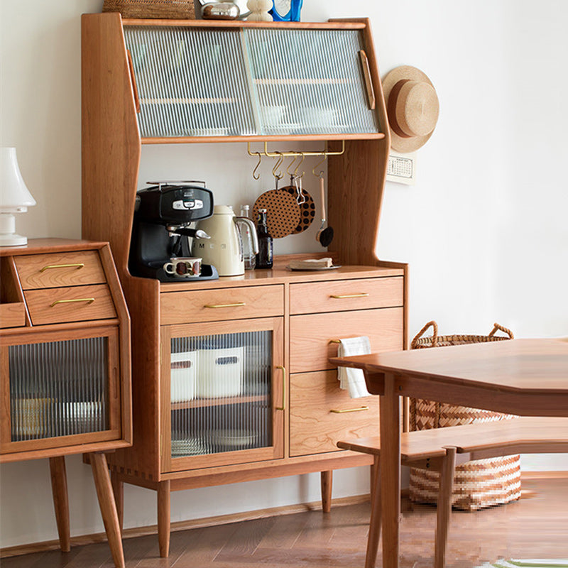 Open Storage Side Board Contemporary Dining Buffet with 4 Drawers