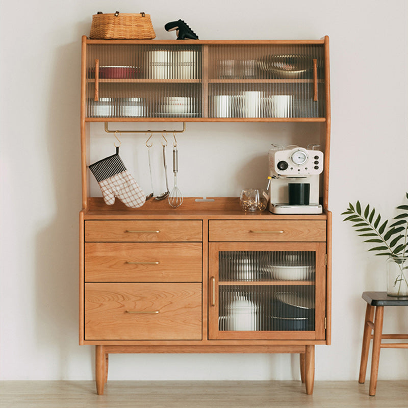 Open Storage Side Board Contemporary Dining Buffet with 4 Drawers