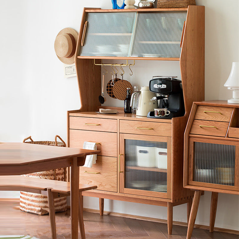 Open Storage Side Board Contemporary Dining Buffet with 4 Drawers