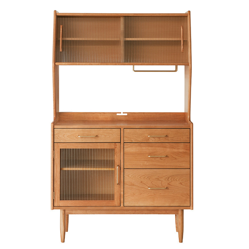 Open Storage Side Board Contemporary Dining Buffet with 4 Drawers