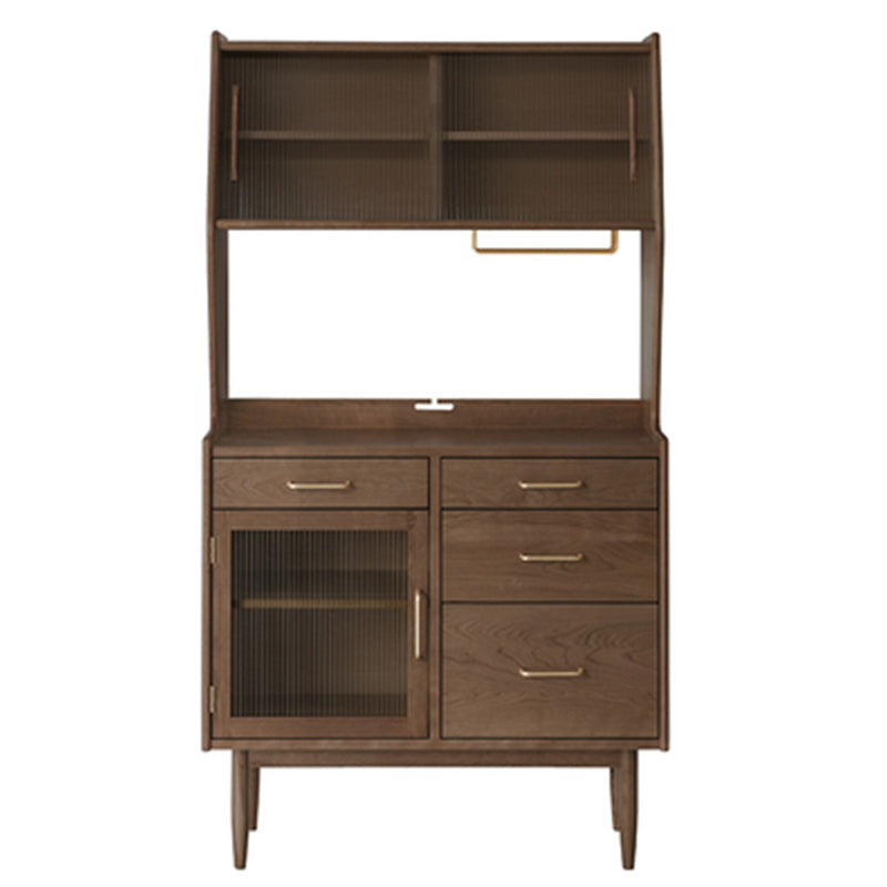 Open Storage Side Board Contemporary Dining Buffet with 4 Drawers