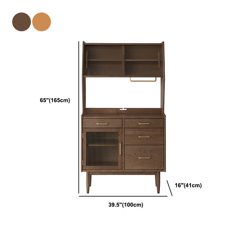 Open Storage Side Board Contemporary Dining Buffet with 4 Drawers