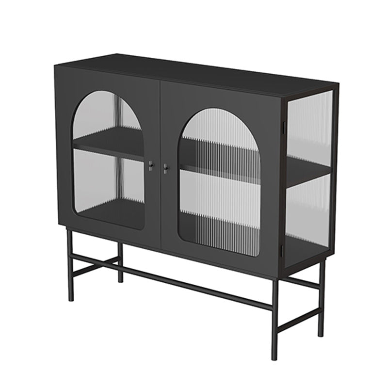 Contemporary Glass Doors Storage Sideboard Metal 2-Door Sideboard