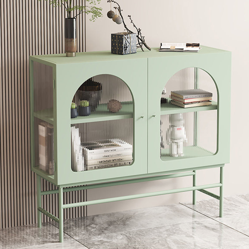 Contemporary Glass Doors Storage Sideboard Metal 2-Door Sideboard