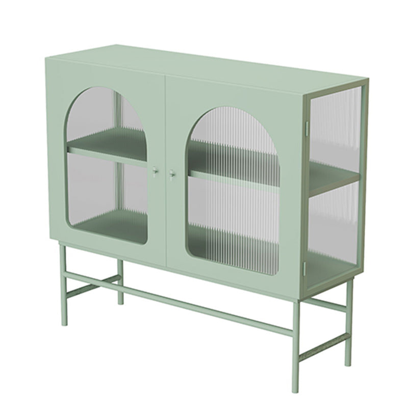 Contemporary Glass Doors Storage Sideboard Metal 2-Door Sideboard