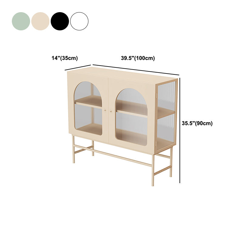 Contemporary Glass Doors Storage Sideboard Metal 2-Door Sideboard