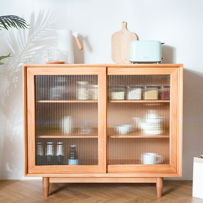 Matte Finish Modern Dining Buffet Kitchen Sideboard with Wooden Legs