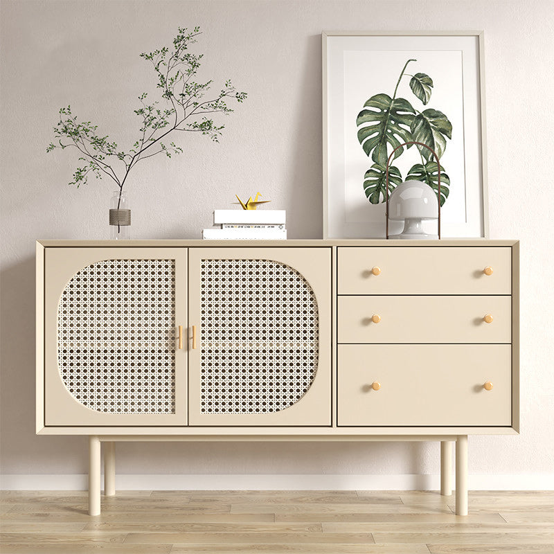 Beige Contemporary Dining Buffet Kitchen Sideboard with Cabinets