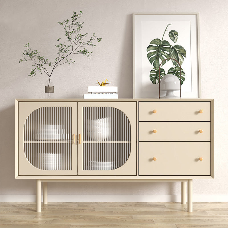 Beige Contemporary Dining Buffet Kitchen Sideboard with Cabinets