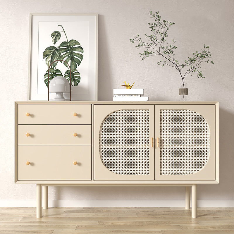 Beige Contemporary Dining Buffet Kitchen Sideboard with Cabinets