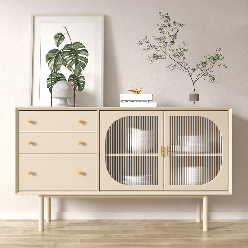 Beige Contemporary Dining Buffet Kitchen Sideboard with Cabinets