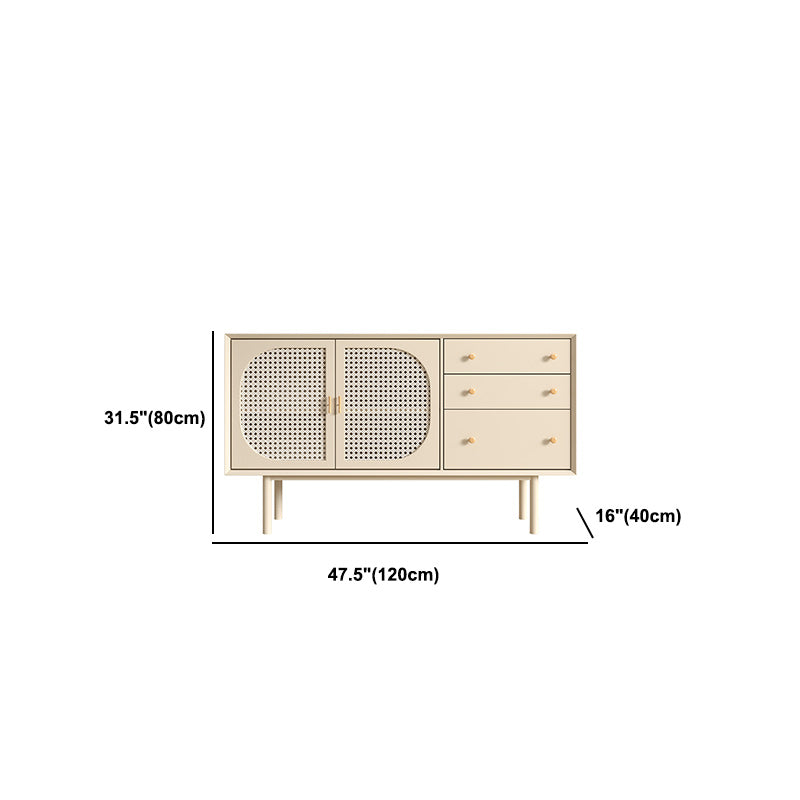 Beige Contemporary Dining Buffet Kitchen Sideboard with Cabinets