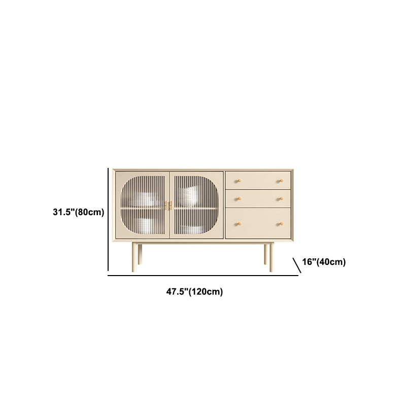 Beige Contemporary Dining Buffet Kitchen Sideboard with Cabinets