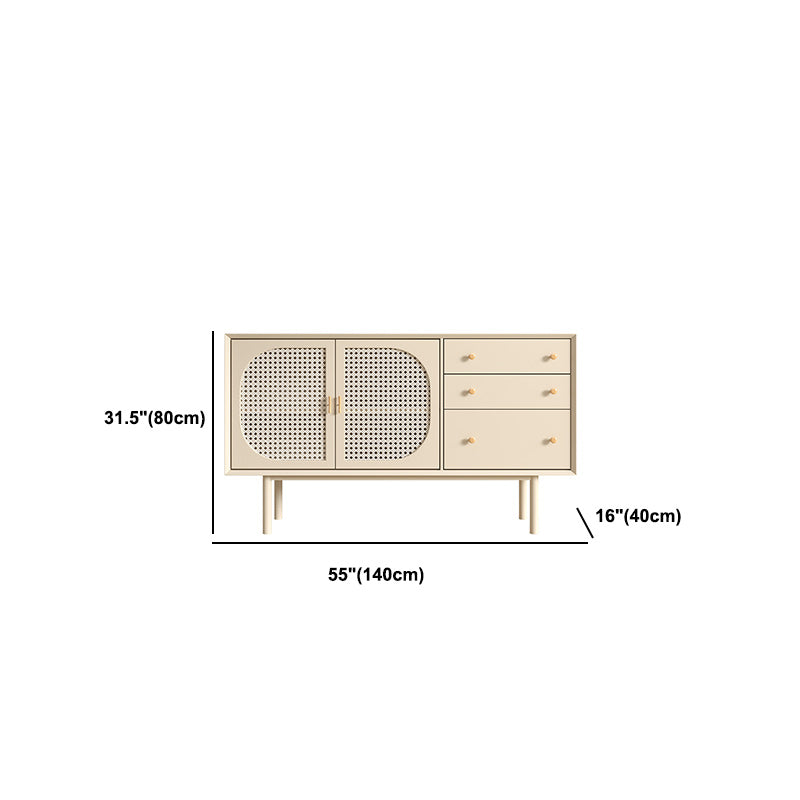 Beige Contemporary Dining Buffet Kitchen Sideboard with Cabinets