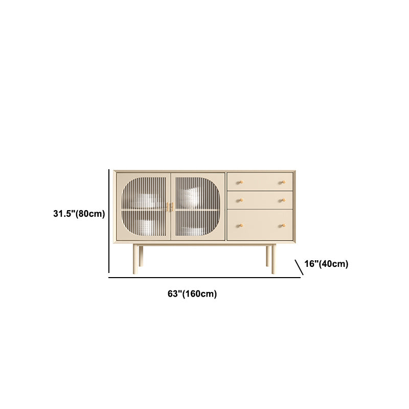 Beige Contemporary Dining Buffet Kitchen Sideboard with Cabinets