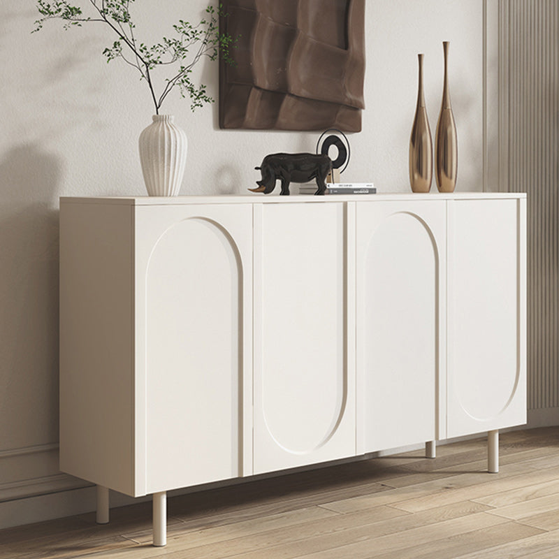 Contemporary White Wood Buffet Sideboard Adjustable Shelving Sideboard