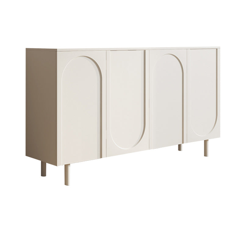 Contemporary White Wood Buffet Sideboard Adjustable Shelving Sideboard