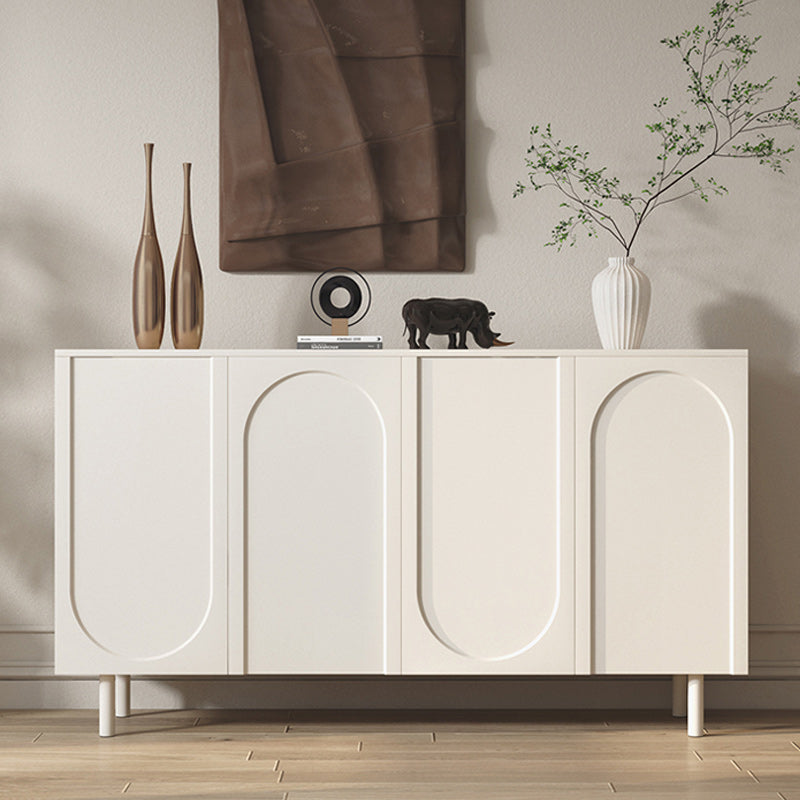 Contemporary White Wood Buffet Sideboard Adjustable Shelving Sideboard