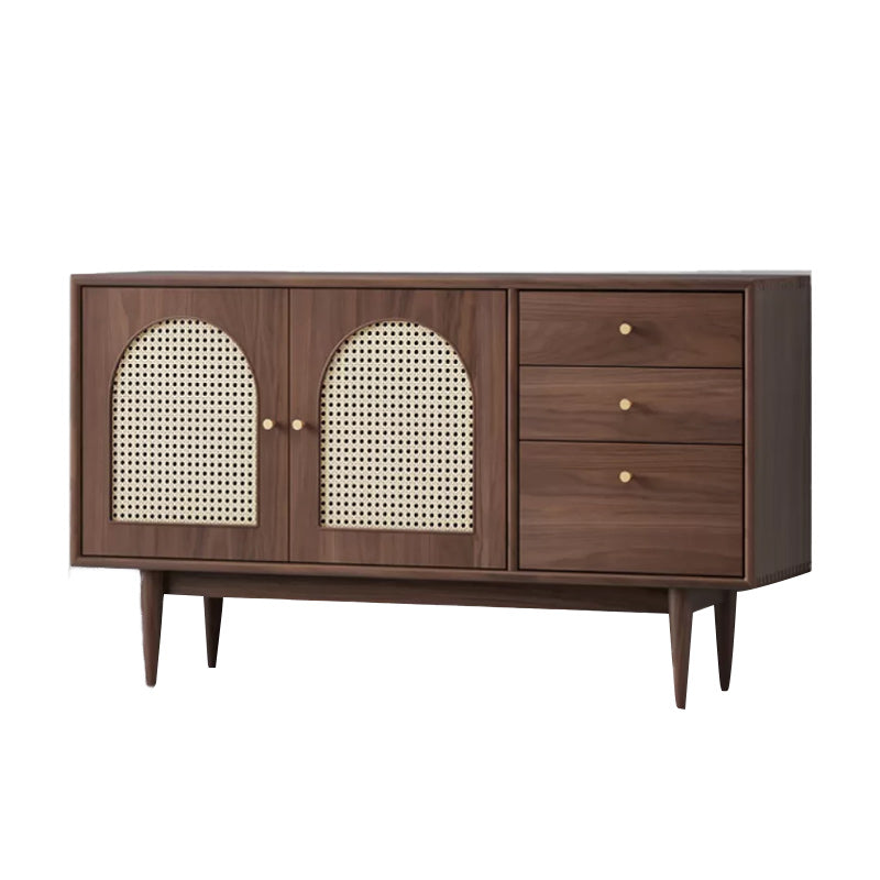 Solid Wood Sideboard with 3-Drawers Modern Adjustable Shelving Sideboard