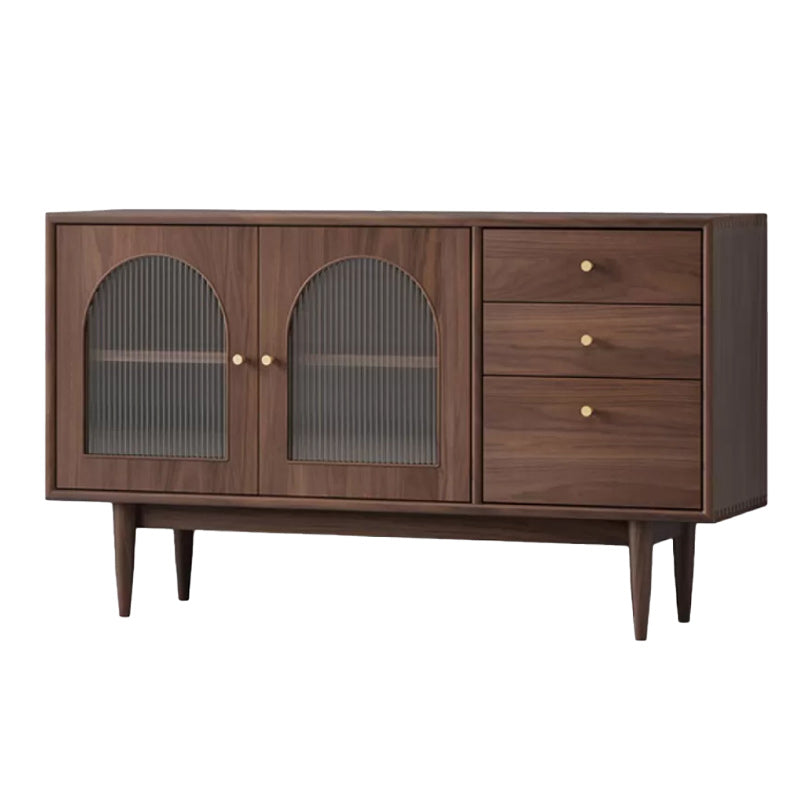 Solid Wood Sideboard with 3-Drawers Modern Adjustable Shelving Sideboard