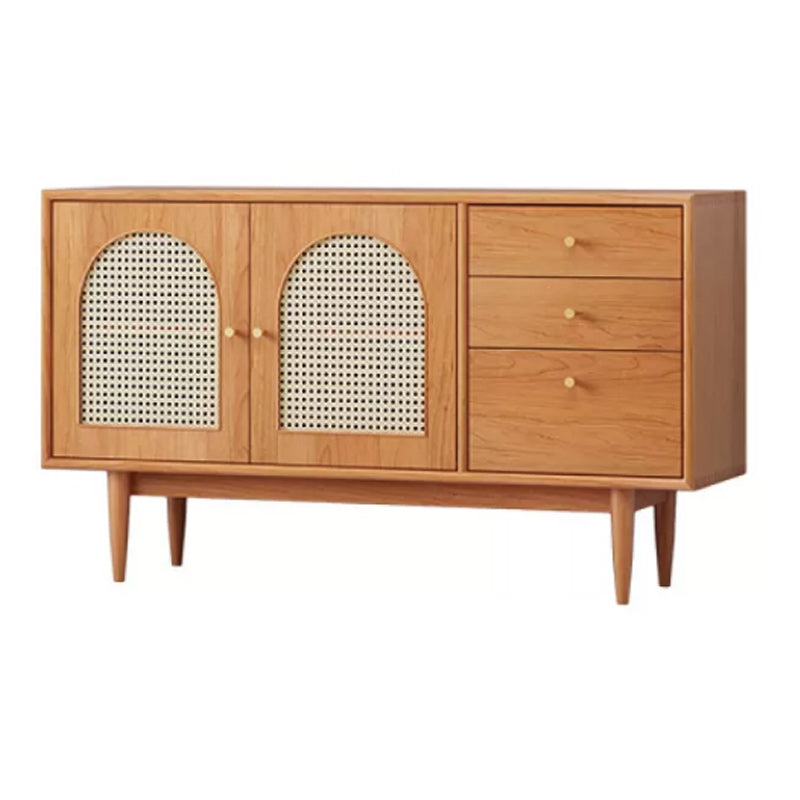 Solid Wood Sideboard with 3-Drawers Modern Adjustable Shelving Sideboard