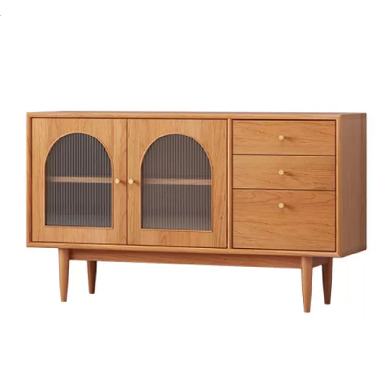 Solid Wood Sideboard with 3-Drawers Modern Adjustable Shelving Sideboard